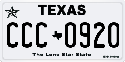 TX license plate CCC0920