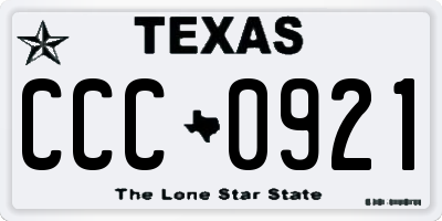TX license plate CCC0921