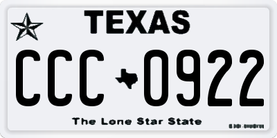 TX license plate CCC0922