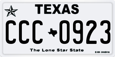 TX license plate CCC0923