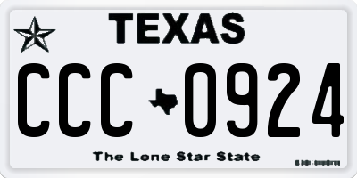 TX license plate CCC0924
