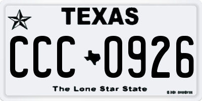 TX license plate CCC0926