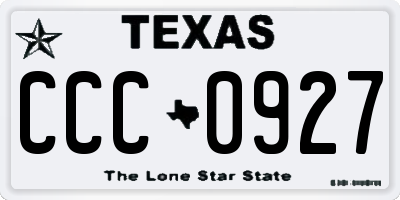 TX license plate CCC0927