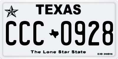 TX license plate CCC0928