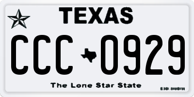TX license plate CCC0929