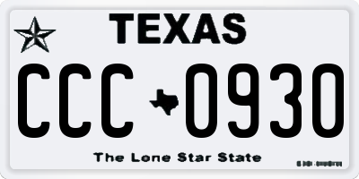 TX license plate CCC0930