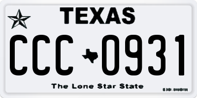 TX license plate CCC0931
