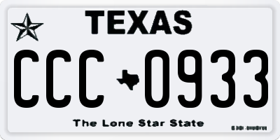 TX license plate CCC0933