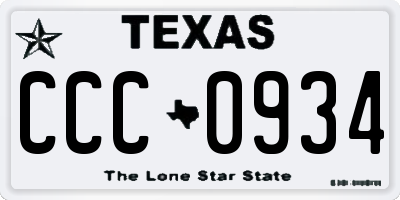 TX license plate CCC0934