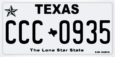 TX license plate CCC0935