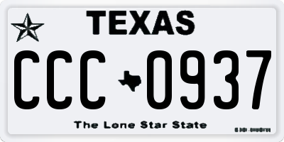 TX license plate CCC0937