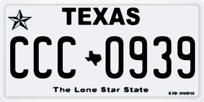 TX license plate CCC0939