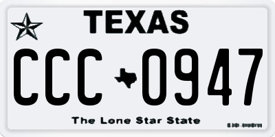 TX license plate CCC0947