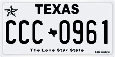 TX license plate CCC0961