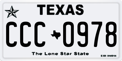 TX license plate CCC0978