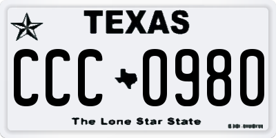 TX license plate CCC0980