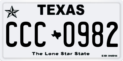 TX license plate CCC0982