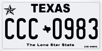 TX license plate CCC0983