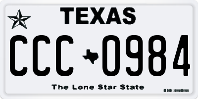 TX license plate CCC0984