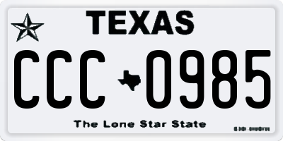 TX license plate CCC0985
