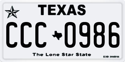 TX license plate CCC0986
