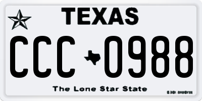 TX license plate CCC0988
