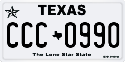 TX license plate CCC0990