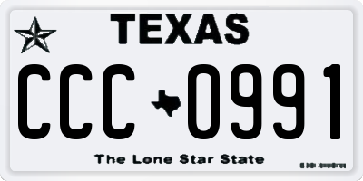 TX license plate CCC0991