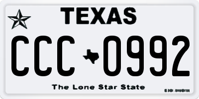 TX license plate CCC0992