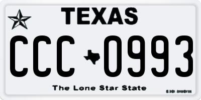 TX license plate CCC0993