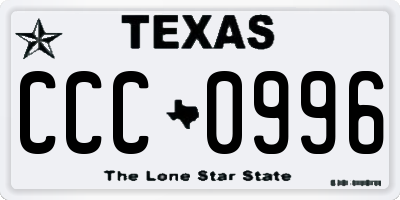 TX license plate CCC0996