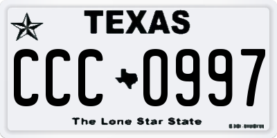 TX license plate CCC0997