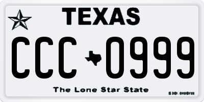 TX license plate CCC0999