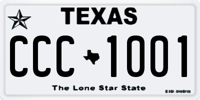 TX license plate CCC1001