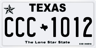 TX license plate CCC1012