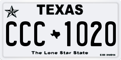 TX license plate CCC1020