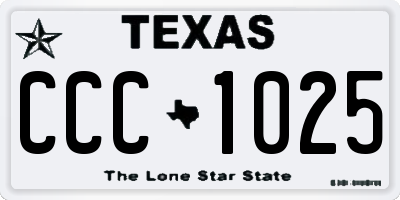 TX license plate CCC1025