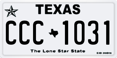 TX license plate CCC1031