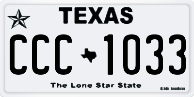 TX license plate CCC1033