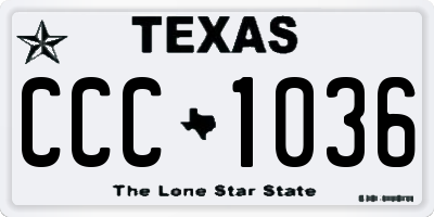 TX license plate CCC1036
