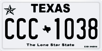 TX license plate CCC1038