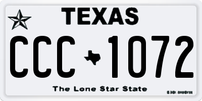 TX license plate CCC1072