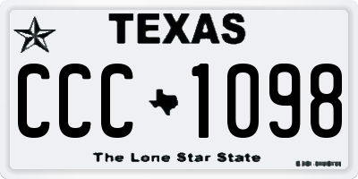 TX license plate CCC1098