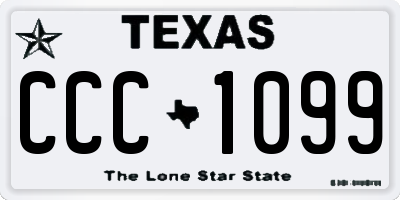 TX license plate CCC1099
