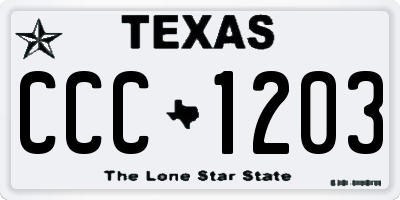 TX license plate CCC1203