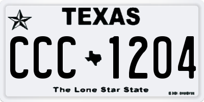 TX license plate CCC1204