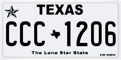 TX license plate CCC1206