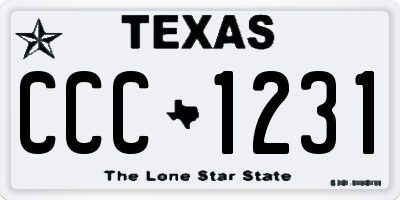 TX license plate CCC1231
