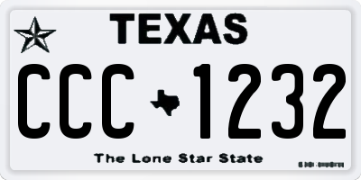 TX license plate CCC1232
