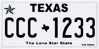 TX license plate CCC1233